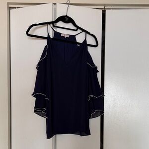 Parker Navy Cold Shoulder Blouse